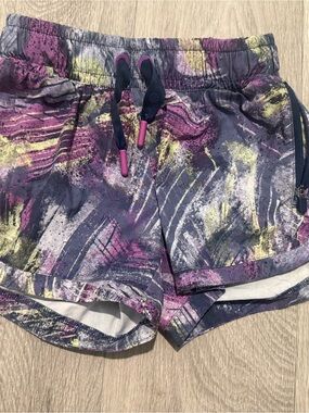 Kids (girl) Athleta Purple & Yellow Abstract Print Athletic Shorts